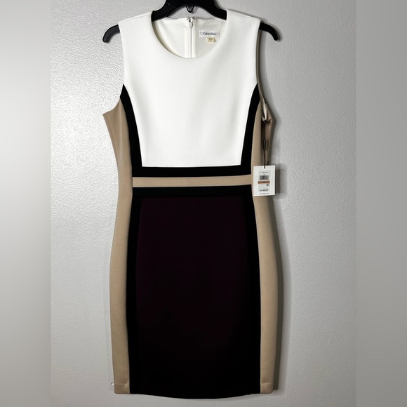 Calvin Klein Dresses & Skirts - Calvin Klein Black and Cream Colorblock Midi Dress